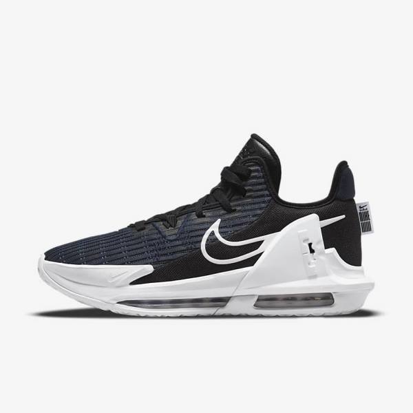 παπουτσια μπασκετ Nike LeBron Witness 6 γυναικεια μαυρα σκούρο οψιάνος ασπρα | NK460FQM