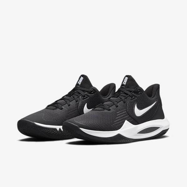 παπουτσια μπασκετ Nike Precision 5 ανδρικα μαυρα σκούρο γκρι ασπρα | NK026BIH