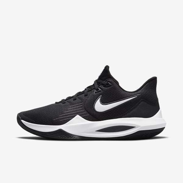 παπουτσια μπασκετ Nike Precision 5 ανδρικα μαυρα σκούρο γκρι ασπρα | NK026BIH