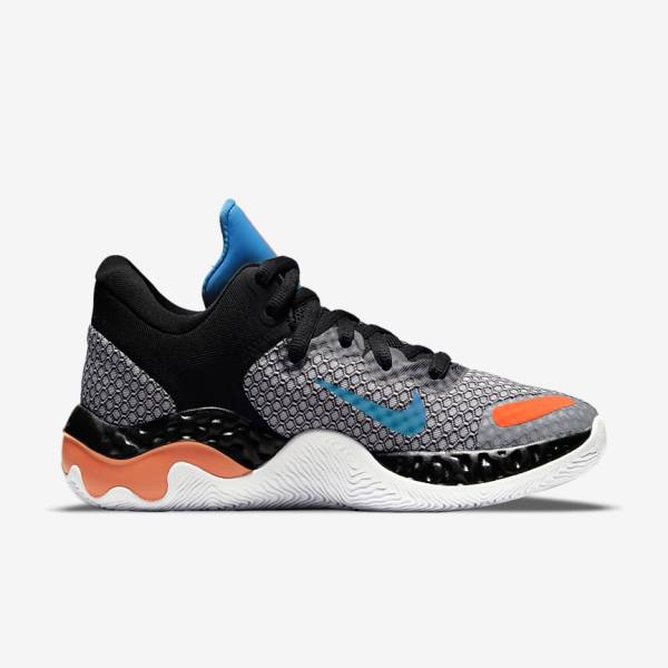 παπουτσια μπασκετ Nike Renew Elevate 2 ανδρικα μαυρα ασπρα πορτοκαλι ανοιχτο μπλε | NK907DNL