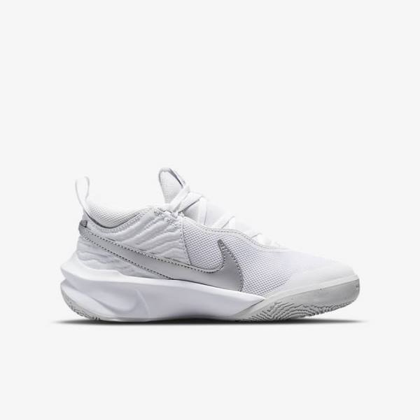 παπουτσια μπασκετ Nike Team Hustle D 10 Older παιδικα ασπρα μεταλλικός ασημι | NK381JRF