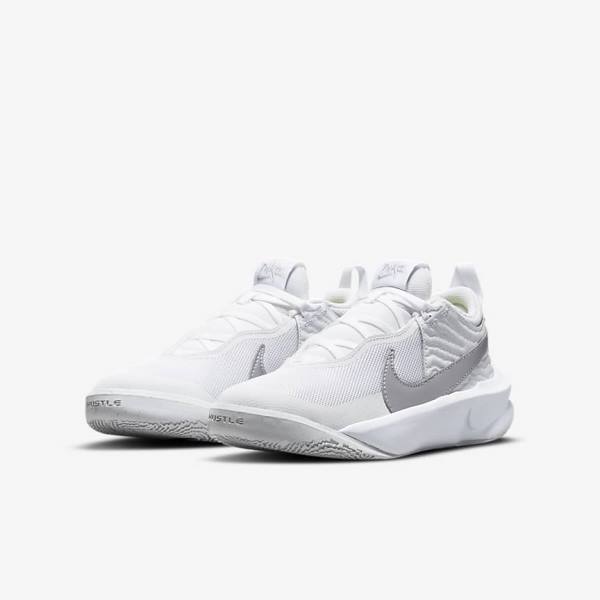 παπουτσια μπασκετ Nike Team Hustle D 10 Older παιδικα ασπρα μεταλλικός ασημι | NK381JRF