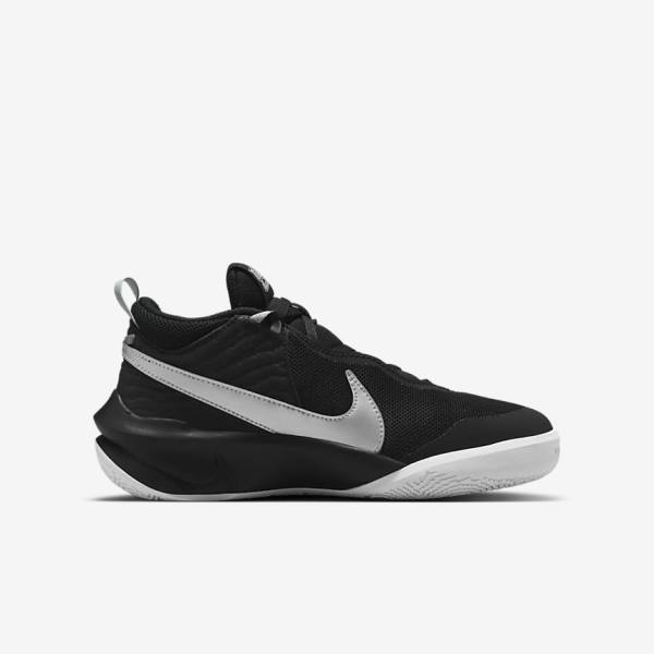 παπουτσια μπασκετ Nike Team Hustle D 10 Older παιδικα μαυρα ασπρα μεταλλικός ασημι | NK561TQJ