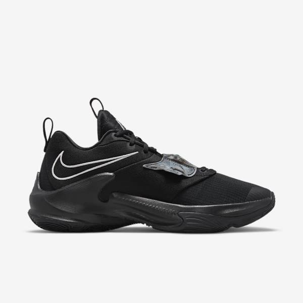 παπουτσια μπασκετ Nike Zoom Freak 3 ανδρικα μαυρα γκρι ροζ μεταλλικός ασημι | NK208SAU