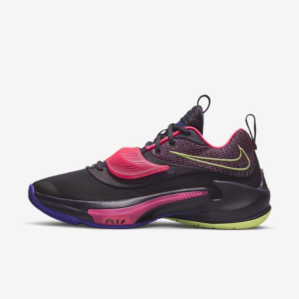 παπουτσια μπασκετ Nike Zoom Freak 3 ανδρικα μωβ ροζ μωβ ανοιχτο λεμόνι | NK679EZU