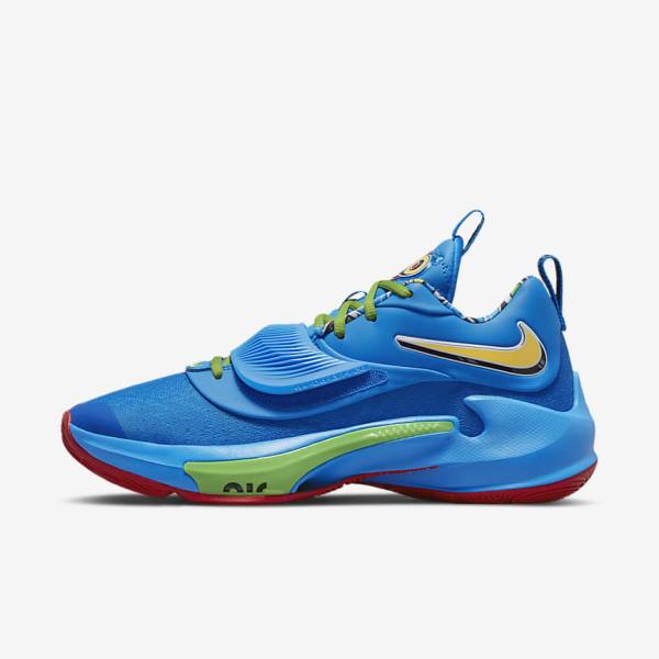 παπουτσια μπασκετ Nike Zoom Freak 3 γυναικεια μπλε ασπρα κοκκινα μαυρα | NK638XPU