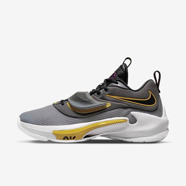 παπουτσια μπασκετ Nike Zoom Freak 3 γυναικεια γκρι μαυρα | NK829YRS