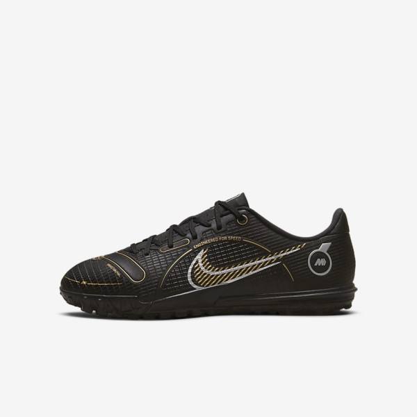 παπουτσια ποδοσφαιρου Nike Jr. Mercurial Vapor 14 Academy TF Older Kids Turf παιδικα μαυρα μεταλλικός ασημι γκρι μεταλλικός χρυσο χρωμα | NK013ZOD