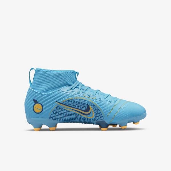 παπουτσια ποδοσφαιρου Nike Jr. Mercurial Superfly 8 Academy MG Older Multi-Ground παιδικα μπλε πορτοκαλι | NK016WSL