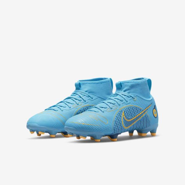 παπουτσια ποδοσφαιρου Nike Jr. Mercurial Superfly 8 Academy MG Older Multi-Ground παιδικα μπλε πορτοκαλι | NK016WSL