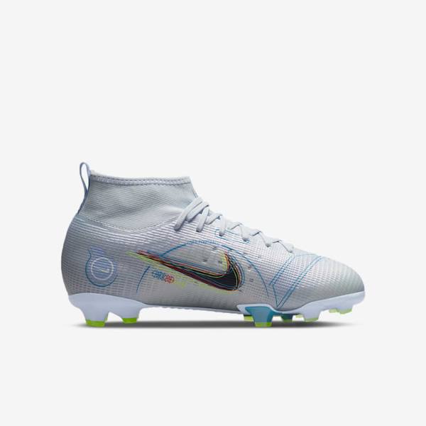 παπουτσια ποδοσφαιρου Nike Jr. Mercurial Superfly 8 Pro FG Younger and Older Firm-Grounds παιδικα γκρι ανοιχτο μπλε | NK047LJR