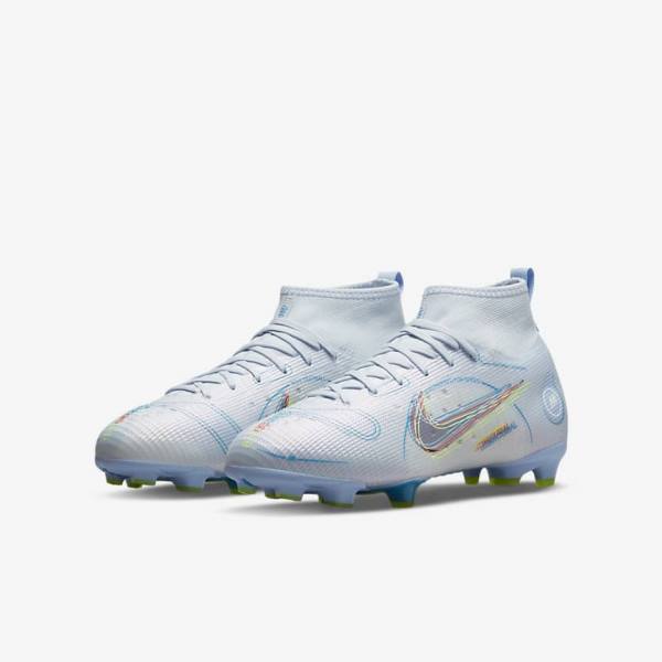 παπουτσια ποδοσφαιρου Nike Jr. Mercurial Superfly 8 Pro FG Younger and Older Firm-Grounds παιδικα γκρι ανοιχτο μπλε | NK047LJR