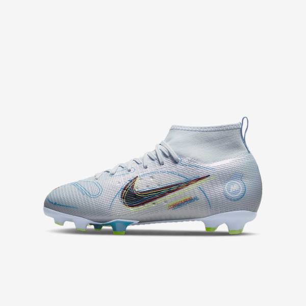 παπουτσια ποδοσφαιρου Nike Jr. Mercurial Superfly 8 Pro FG Younger and Older Firm-Grounds παιδικα γκρι ανοιχτο μπλε | NK047LJR