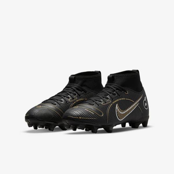 παπουτσια ποδοσφαιρου Nike Jr. Mercurial Superfly 8 Academy MG Older Multi-Ground παιδικα μαυρα μεταλλικός ασημι γκρι μεταλλικός χρυσο χρωμα | NK142XLF