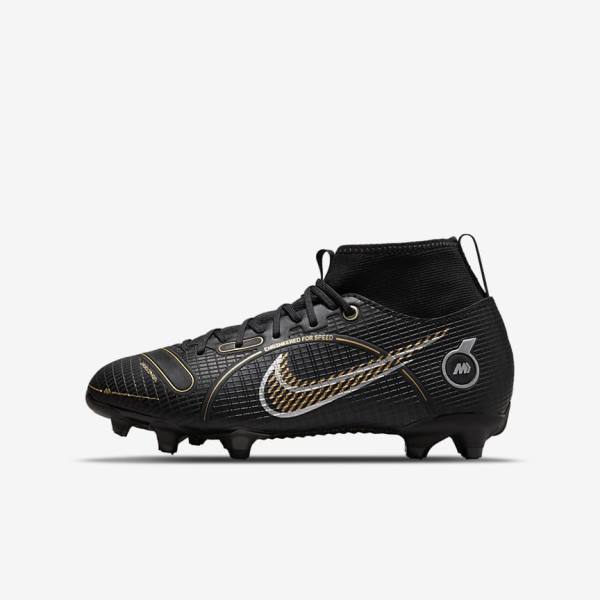 παπουτσια ποδοσφαιρου Nike Jr. Mercurial Superfly 8 Academy MG Older Multi-Ground παιδικα μαυρα μεταλλικός ασημι γκρι μεταλλικός χρυσο χρωμα | NK142XLF