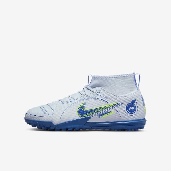 παπουτσια ποδοσφαιρου Nike Jr. Mercurial Superfly 8 Academy TF Older Turf παιδικα γκρι ανοιχτο μπλε σκούρο μπλε | NK247ZKS