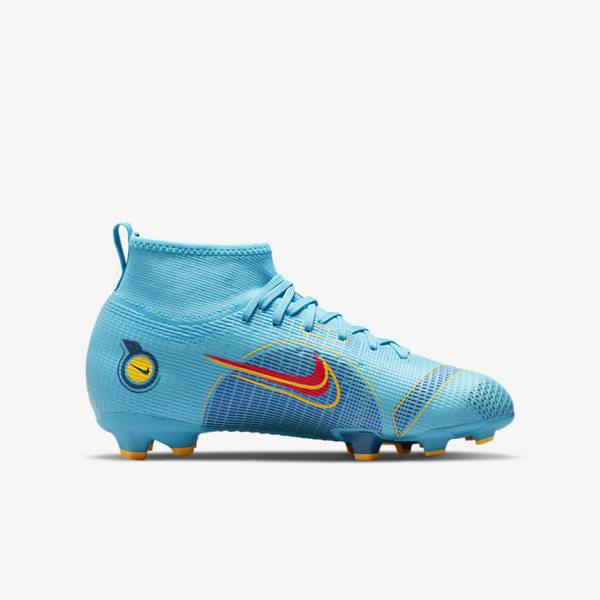 παπουτσια ποδοσφαιρου Nike Jr. Mercurial Superfly 8 Pro FG Younger and Older Firm-Grounds παιδικα μπλε πορτοκαλι | NK365IPL