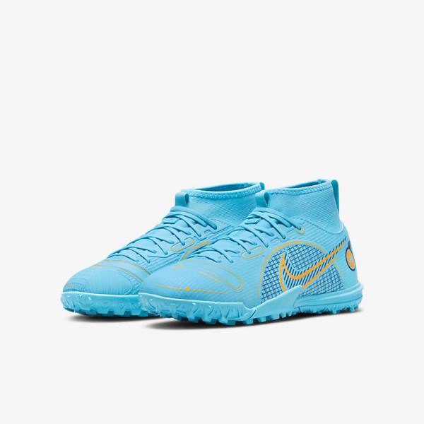 παπουτσια ποδοσφαιρου Nike Jr. Mercurial Superfly 8 Academy TF Older Turf παιδικα μπλε πορτοκαλι | NK571SEI