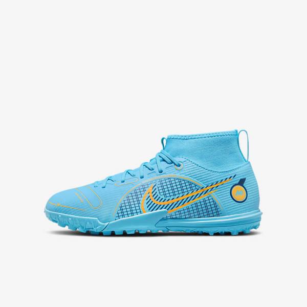 παπουτσια ποδοσφαιρου Nike Jr. Mercurial Superfly 8 Academy TF Older Turf παιδικα μπλε πορτοκαλι | NK571SEI