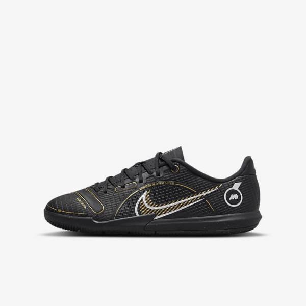 παπουτσια ποδοσφαιρου Nike Jr. Mercurial Vapor 14 Academy IC Older Indoor Court παιδικα μαυρα μεταλλικός ασημι γκρι μεταλλικός χρυσο χρωμα | NK725QRN