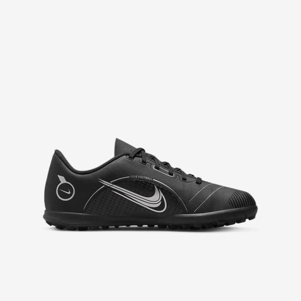 παπουτσια ποδοσφαιρου Nike Jr. Mercurial Vapor 14 Club TF Older Kids Turf παιδικα μαυρα γκρι μεταλλικός ασημι | NK736CKJ