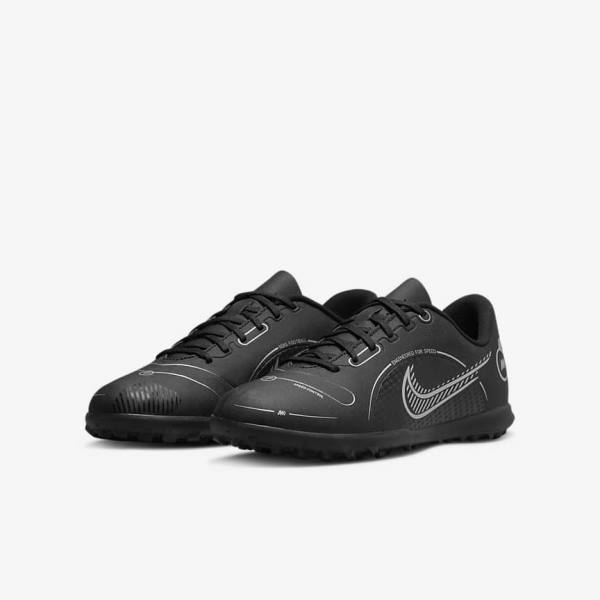 παπουτσια ποδοσφαιρου Nike Jr. Mercurial Vapor 14 Club TF Older Kids Turf παιδικα μαυρα γκρι μεταλλικός ασημι | NK736CKJ