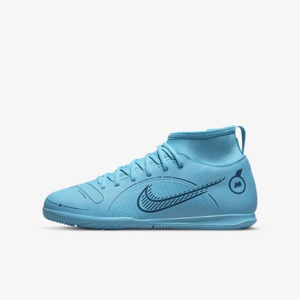 παπουτσια ποδοσφαιρου Nike Jr. Mercurial Superfly 8 Club IC Older Indoor-Court παιδικα μπλε πορτοκαλι | NK748GYZ