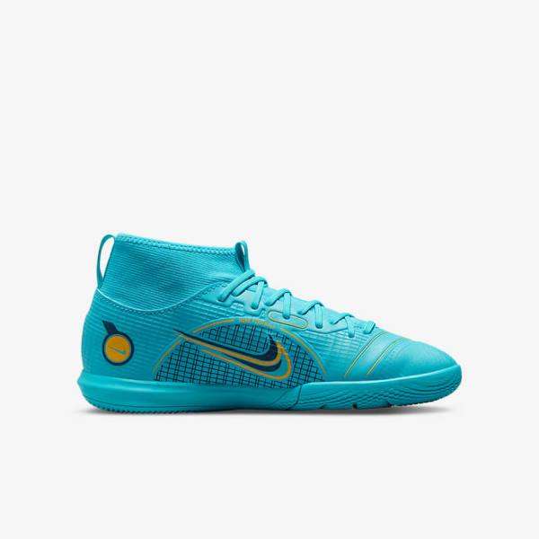 παπουτσια ποδοσφαιρου Nike Jr. Mercurial Superfly 8 Academy IC Younger and Older Indoor Court παιδικα μπλε πορτοκαλι | NK941QLE