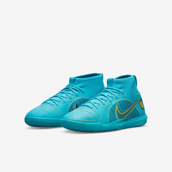 παπουτσια ποδοσφαιρου Nike Jr. Mercurial Superfly 8 Academy IC Younger and Older Indoor Court παιδικα μπλε πορτοκαλι | NK941QLE