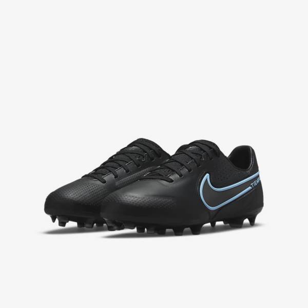 παπουτσια ποδοσφαιρου Nike Jr. Tiempo Legend 9 Pro FG Older Firm-Ground παιδικα μαυρα γκρι | NK980ORY