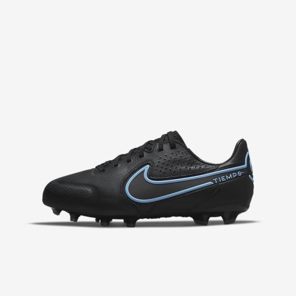 παπουτσια ποδοσφαιρου Nike Jr. Tiempo Legend 9 Pro FG Older Firm-Ground παιδικα μαυρα γκρι | NK980ORY