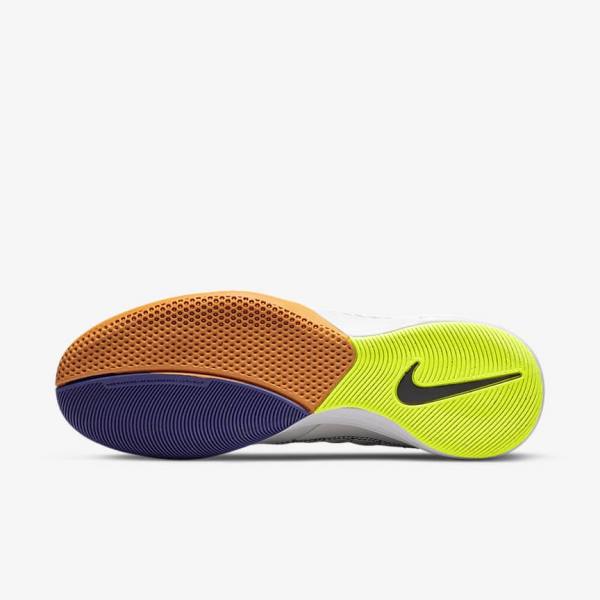 παπουτσια ποδοσφαιρου Nike Lunar Gato II IC Indoor Court ανδρικα ασπρα κίτρινα μαυρα | NK179DAO