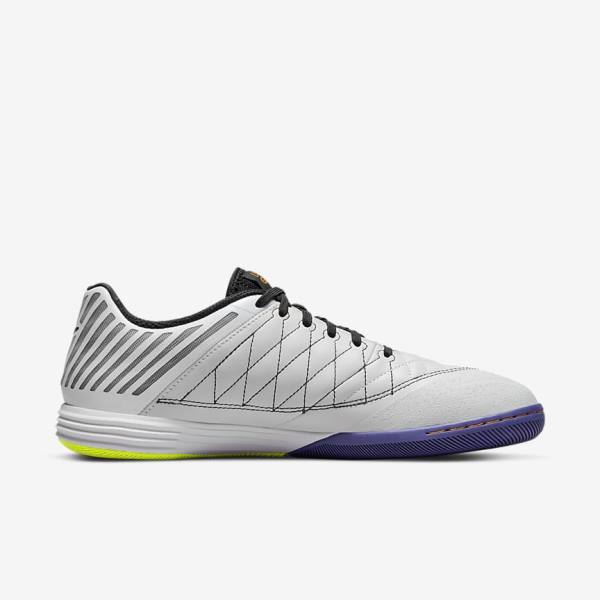 παπουτσια ποδοσφαιρου Nike Lunar Gato II IC Indoor Court ανδρικα ασπρα κίτρινα μαυρα | NK179DAO