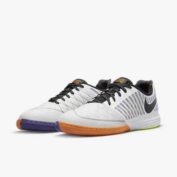 παπουτσια ποδοσφαιρου Nike Lunar Gato II IC Indoor Court ανδρικα ασπρα κίτρινα μαυρα | NK179DAO