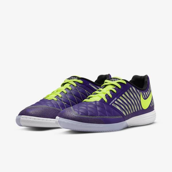 παπουτσια ποδοσφαιρου Nike Lunar Gato II IC Indoor Court ανδρικα μωβ μαυρα ασπρα | NK563EQK