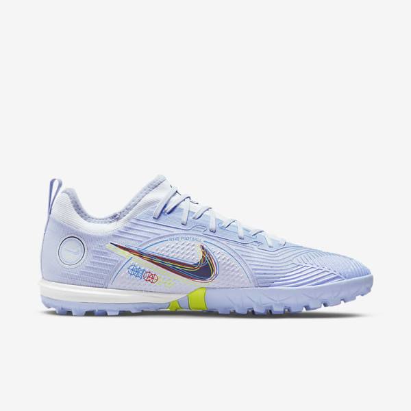 παπουτσια ποδοσφαιρου Nike Mercurial Air Zoom Vapor 14 Pro TF Turf ανδρικα γκρι ανοιχτο μπλε μπλε | NK519ISX