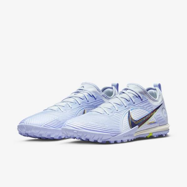 παπουτσια ποδοσφαιρου Nike Mercurial Air Zoom Vapor 14 Pro TF Turf ανδρικα γκρι ανοιχτο μπλε μπλε | NK519ISX