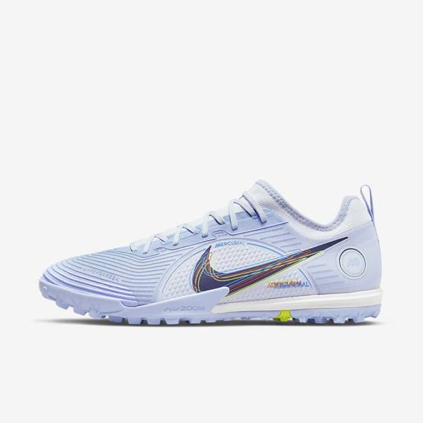 παπουτσια ποδοσφαιρου Nike Mercurial Air Zoom Vapor 14 Pro TF Turf ανδρικα γκρι ανοιχτο μπλε μπλε | NK519ISX