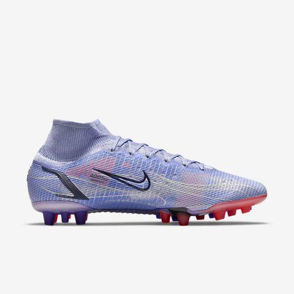 παπουτσια ποδοσφαιρου Nike Mercurial Superfly 8 Elite KM AG Artificial-Grass ανδρικα μπλε σκουρο ανοιχτο κοκκινα μεταλλικός ασημι | NK031KFT