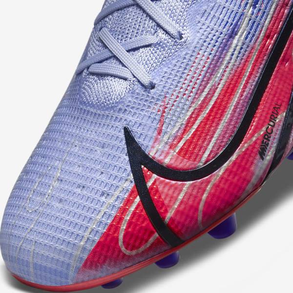 παπουτσια ποδοσφαιρου Nike Mercurial Superfly 8 Elite KM AG Artificial-Grass ανδρικα μπλε σκουρο ανοιχτο κοκκινα μεταλλικός ασημι | NK031KFT