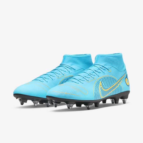 παπουτσια ποδοσφαιρου Nike Mercurial Superfly 8 Academy SG-PRO Anti-Clog Traction Soft-Grounds γυναικεια μπλε πορτοκαλι | NK056VGU