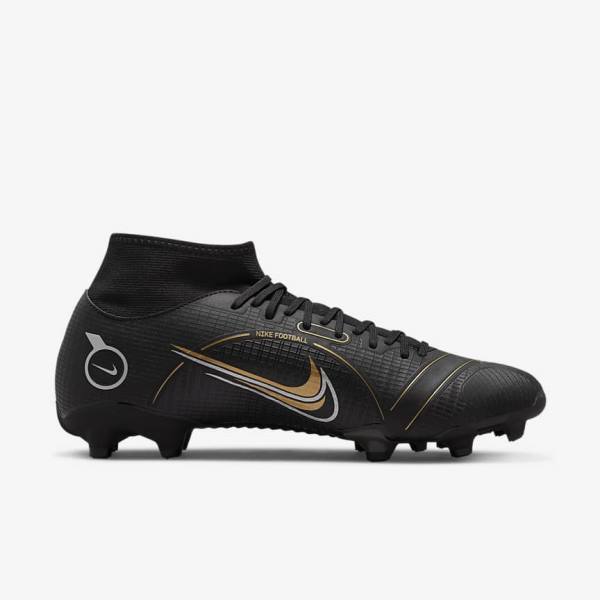 παπουτσια ποδοσφαιρου Nike Mercurial Superfly 8 Academy MG Multi-Grounds ανδρικα μαυρα μεταλλικός ασημι γκρι μεταλλικός χρυσο χρωμα | NK057XPE