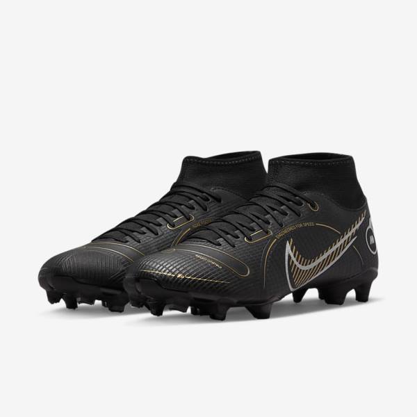 παπουτσια ποδοσφαιρου Nike Mercurial Superfly 8 Academy MG Multi-Grounds ανδρικα μαυρα μεταλλικός ασημι γκρι μεταλλικός χρυσο χρωμα | NK057XPE