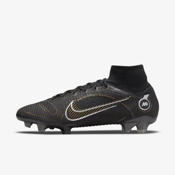 παπουτσια ποδοσφαιρου Nike Mercurial Superfly 8 Elite FG Firm-Grounds γυναικεια μαυρα μεταλλικός ασημι γκρι μεταλλικός χρυσο χρωμα | NK093HSE