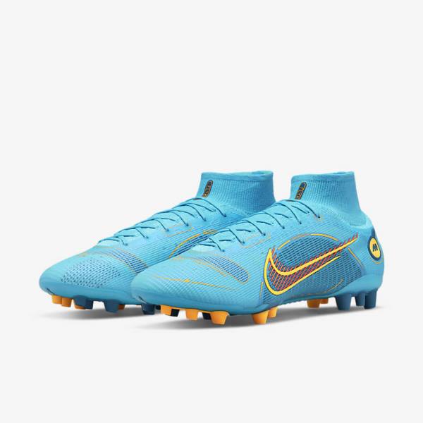 παπουτσια ποδοσφαιρου Nike Mercurial Superfly 8 Elite AG Artificial-Grasss ανδρικα μπλε πορτοκαλι | NK143QCH