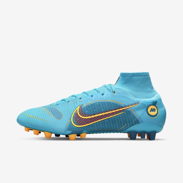 παπουτσια ποδοσφαιρου Nike Mercurial Superfly 8 Elite AG Artificial-Grasss ανδρικα μπλε πορτοκαλι | NK143QCH