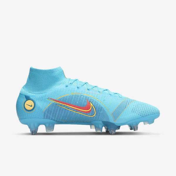 παπουτσια ποδοσφαιρου Nike Mercurial Superfly 8 Elite SG-PRO Anti-Clog Traction Soft-Ground γυναικεια μπλε πορτοκαλι | NK165CKM