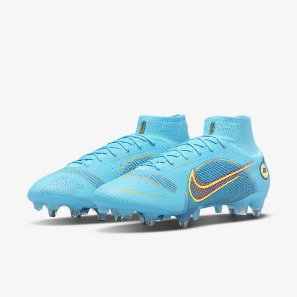 παπουτσια ποδοσφαιρου Nike Mercurial Superfly 8 Elite SG-PRO Anti-Clog Traction Soft-Ground γυναικεια μπλε πορτοκαλι | NK165CKM