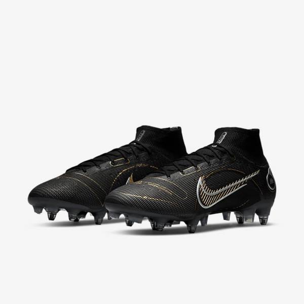 παπουτσια ποδοσφαιρου Nike Mercurial Superfly 8 Elite SG-PRO Anti-Clog Traction Soft-Ground ανδρικα μαυρα μεταλλικός ασημι γκρι μεταλλικός χρυσο χρωμα | NK295ENZ