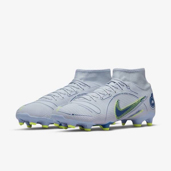 παπουτσια ποδοσφαιρου Nike Mercurial Superfly 8 Academy MG Multi-Grounds ανδρικα γκρι ανοιχτο μπλε σκούρο μπλε | NK356XGU